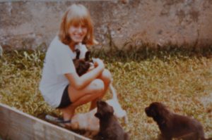 childhood photo of me with puppies